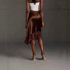 Damen Satinrock mit Spitze und asymmetrischem Saum R&B
