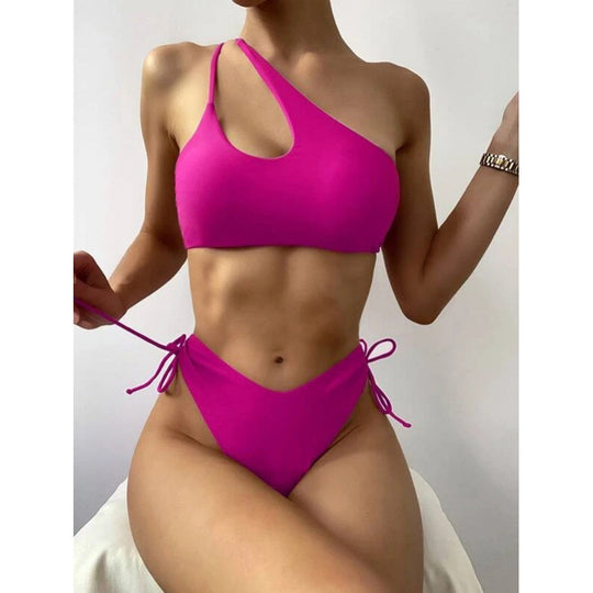 Damen Sportlicher Bikini mit asymmetrischem Oberteil und verstellbaren Trägern R&B