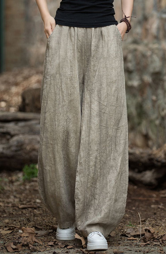 Damen weite Hose mit strukturierter Oberfläche R&B
