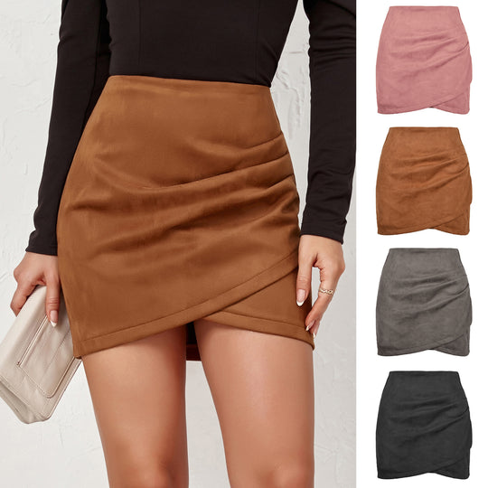 Damen High-Waist Wickelrock aus samtigem Mikrofaser R&B
