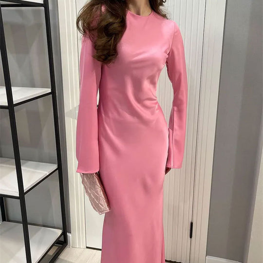 Damen elegantes Maxikleid mit weitem Schnitt und eleganten Ärmeln R&B