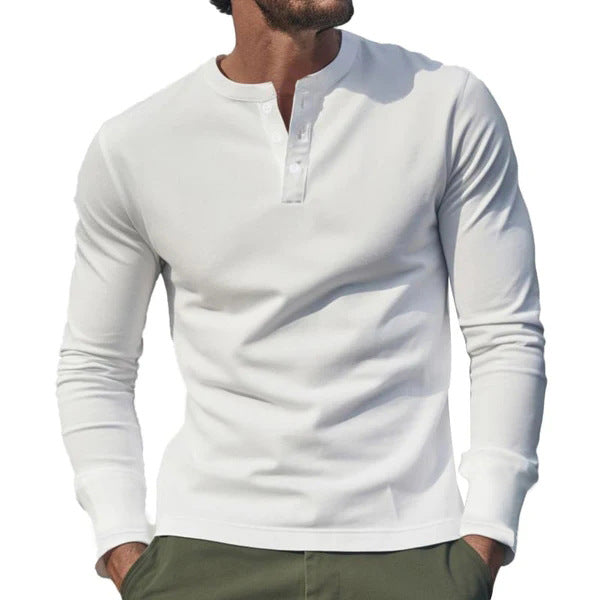 Herren nan Langarmshirt mit Knopfleiste und schmaler Passform R&B
