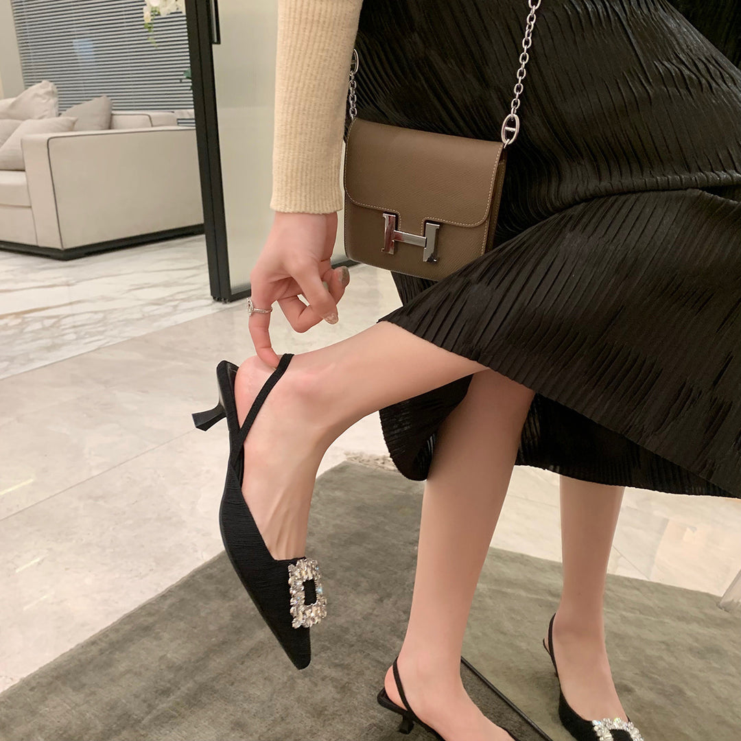 Damen Slingback Pumps mit funkelndem Schmuckdetail R&B