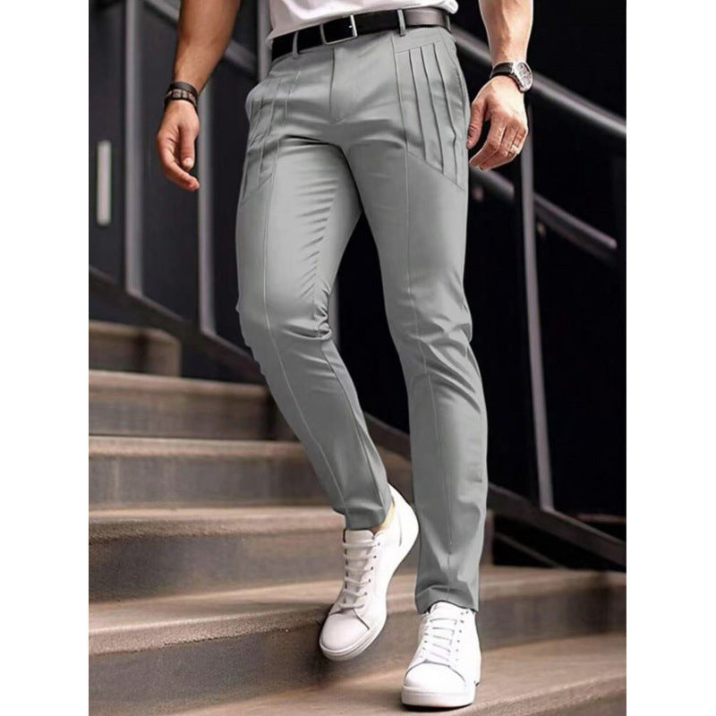 Herren stylische Slim-Fit Anzughose mit plissiertem Design R&B