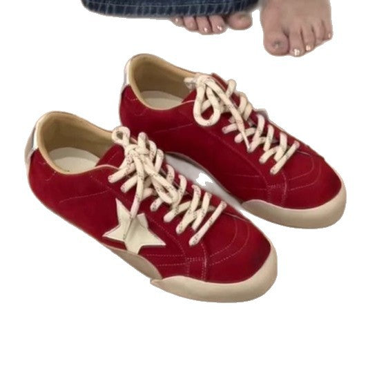 Damen sportliche Sneaker aus hochwertigem Veloursleder mit dekorativen Sternenapplikationen R&B