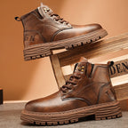 Damen robuste Schnürboots aus hochwertigem Kunstleder