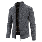 Herren Strickjacke mit modernem Stehkragen und Noppenstruktur R&B
