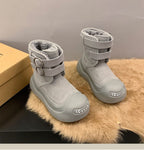 Damen Fleecegefütterte Winterstiefel mit robuster Sohle und verstellbarem Klettverschluss