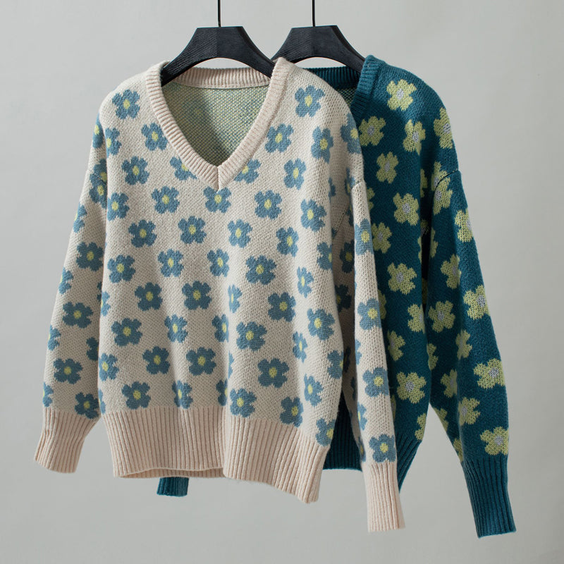 R&B | Strickpullover mit Blumenmuster