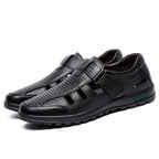 Herren Atmungsaktive Leder Sandalen mit Klettverschluss R&B