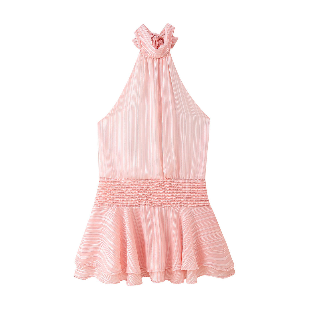 Damen Halterneck Top mit Rüschensaum und elastischer Taille R&B