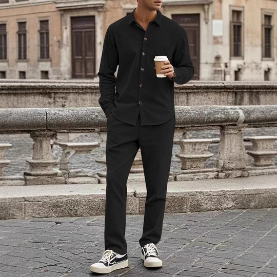 Herren elegantes Freizeitanzug mit stilvollem Hemd und bequemer Hose R&B