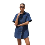 Damen Jeanshemdkleid mit praktischen Taschen und hochwertiger Baumwollmischung R&B