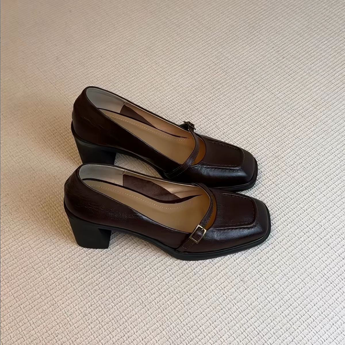 Damen elegante Mary Jane Pumps mit modischem Riemchen und komfortablem Blockabsatz R&B