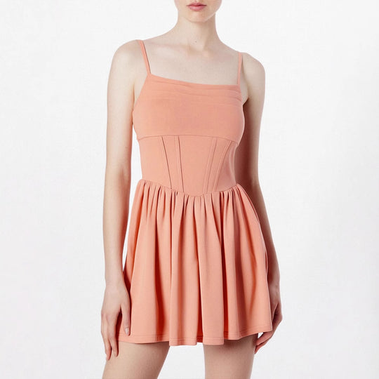 Damen schickes Sommerkleid mit Trägern und Falten R&B