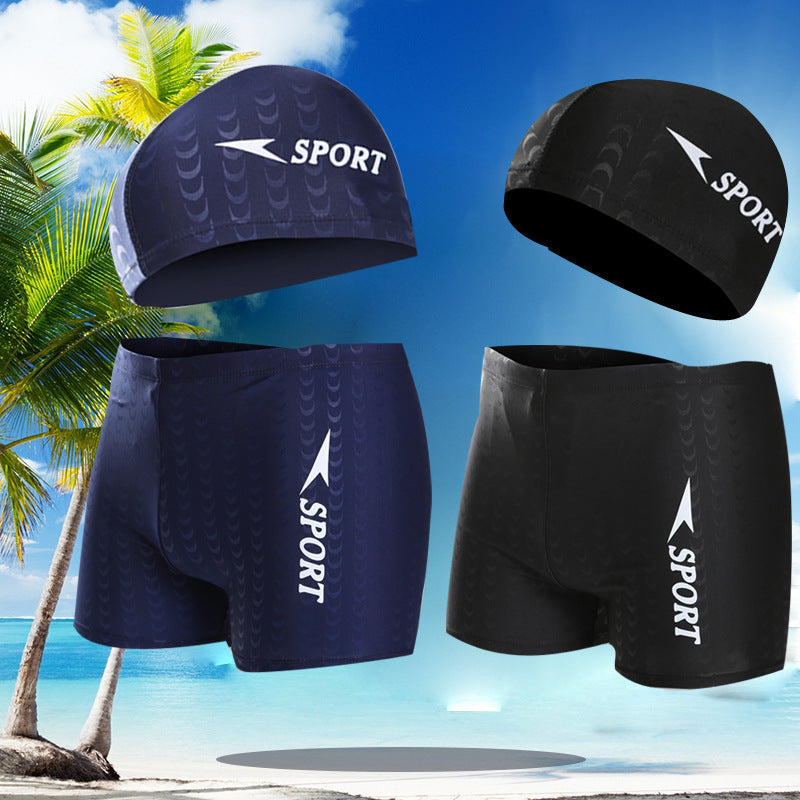 Herren Sportliche Schwimmshorts mit passender Badekappe R&B