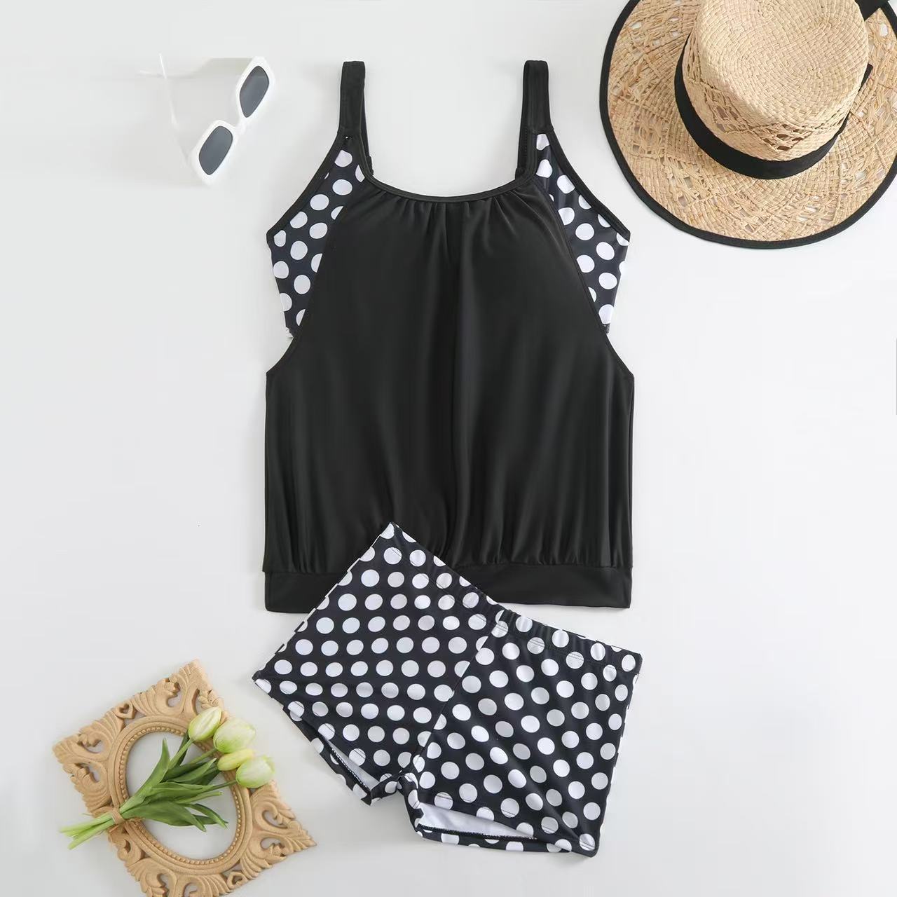 Damen Sportlicher Tankini mit Polka-Dot-Design R&B