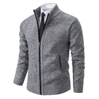 Herren elegante Strickjacke mit durchgehendem Reißverschluss und strukturiertem Design R&B