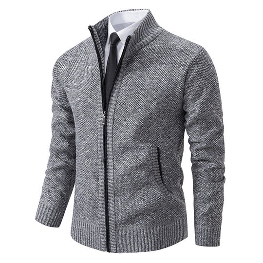 Herren elegante Strickjacke mit durchgehendem Reißverschluss und strukturiertem Design R&B