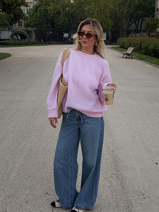 Damen lässiger Sweater mit oversized Schnitt und angenehmer Baumwollmischung R&B