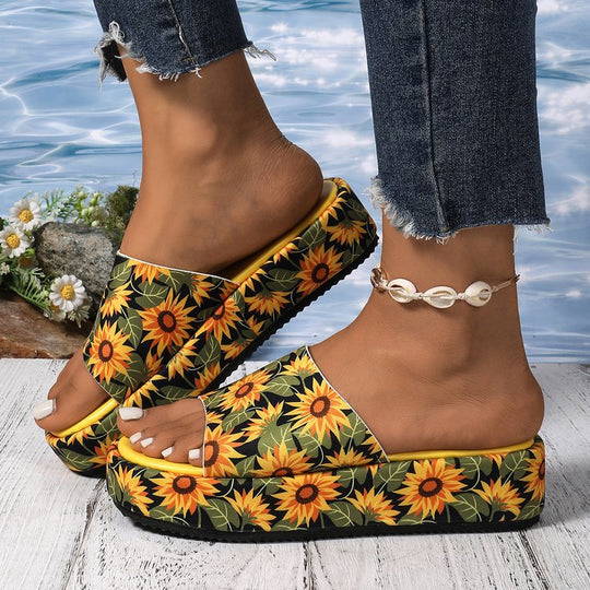 Damen Plateau-Pantoletten mit buntem Schmetterling-Print R&B