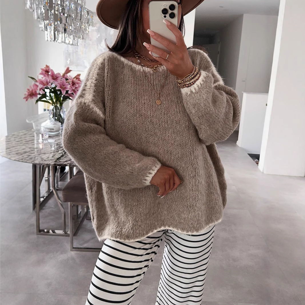 Damen Übergroßer Strickpullover mit luftigen Ärmeln R&B