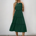 Damen Midikleid mit voluminösen Rüschendetails und Elastikbund