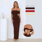 Damen Elegantes Maxikleid mit Off-Shoulder Schnitt und figurbetonter Passform R&B