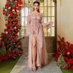 Damen Off-Shoulder Maxikleid mit fließendem Schnitt und floralem Design R&B