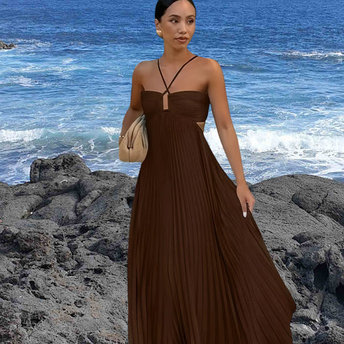 Damen Elegantes Maxi-Kleid mit plissierten Details und schickem Cut-Out R&B