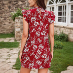 Damen verspieltes Blumenkleid mit Rüschendetails