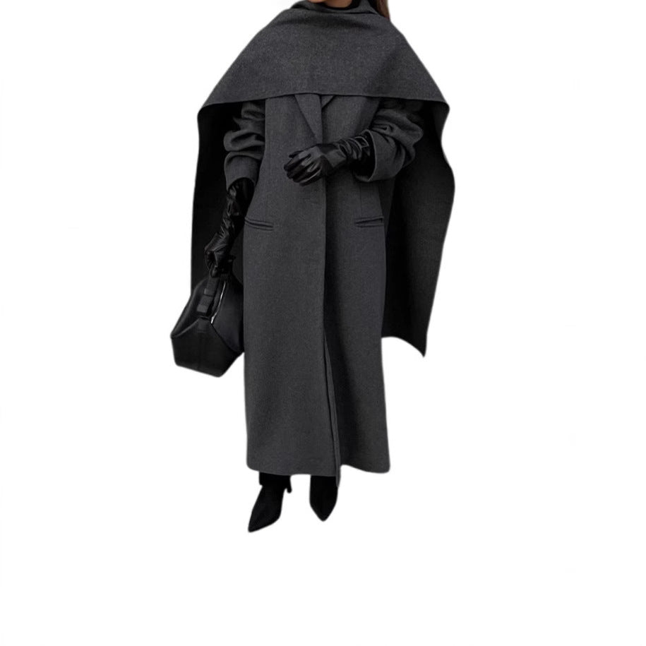 Damen eleganter Umhangmantel mit doppelt gefüttertem Design R&B
