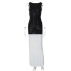 R&B | Ärmelloses langes Kleid mit Pailletten und Neckholder