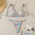 Damen Triangel-Bikini mit verstellbaren Trägern und floralem Design