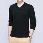 Herren eleganter Pullover mit V-Ausschnitt und feiner Strickstruktur R&B