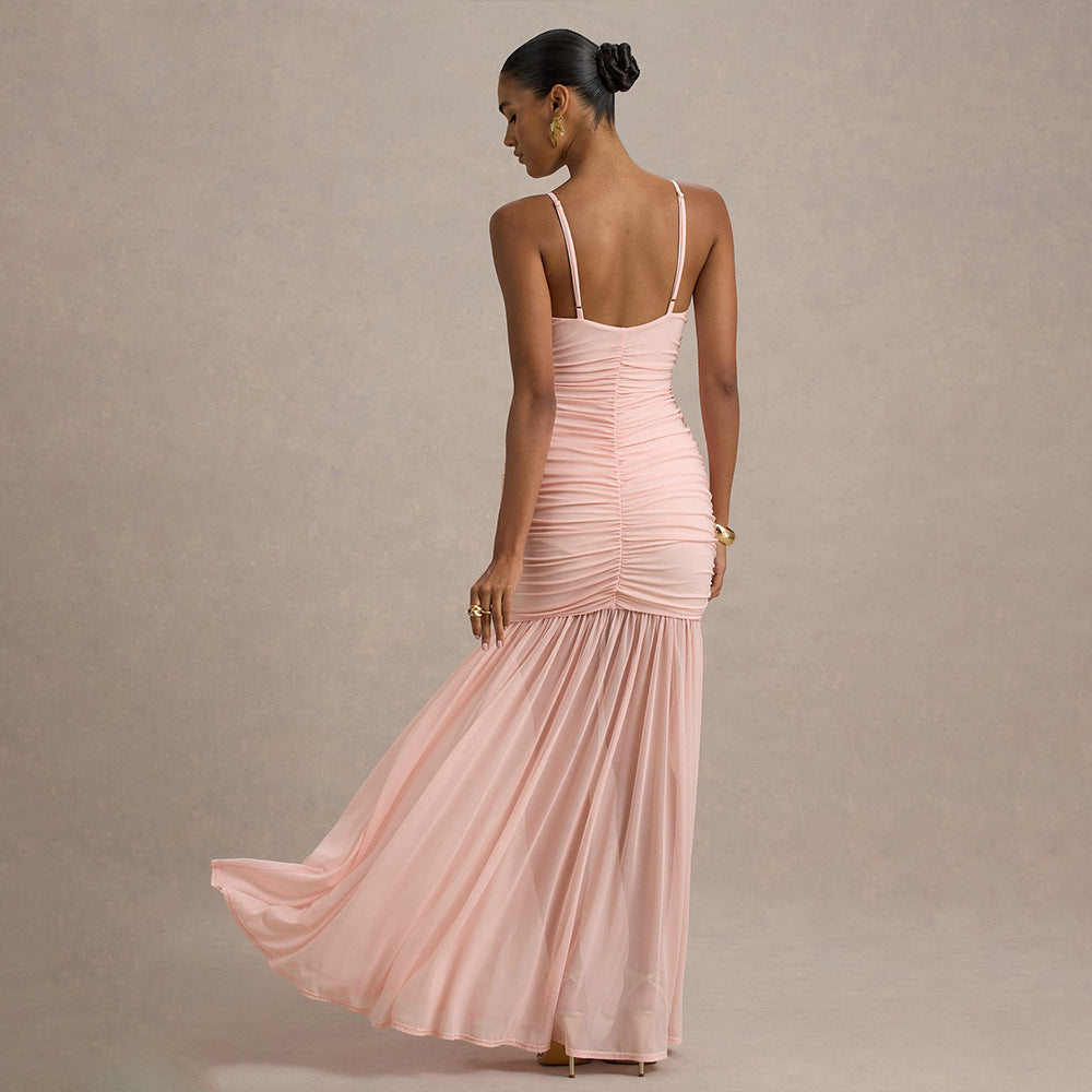 Damen Elegantes bodenlanges Kleid mit raffinierten Rüschendetails R&B