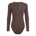 Damen Langarm-Bodysuit mit Knopfleiste und Rippstruktur R&B