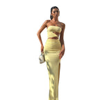Damen Maxikleid mit elegantem Cut-Out-Design und verspieltem Rüschenelement R&B