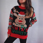 Damen Weihnachts-Pullover mit festlichem Rentier-Motiv und bunten Mustern R&B