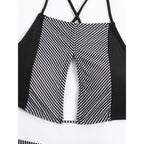 Damen Sport-Bikini mit modischem Streifen-Design und verstellbaren Trägern R&B