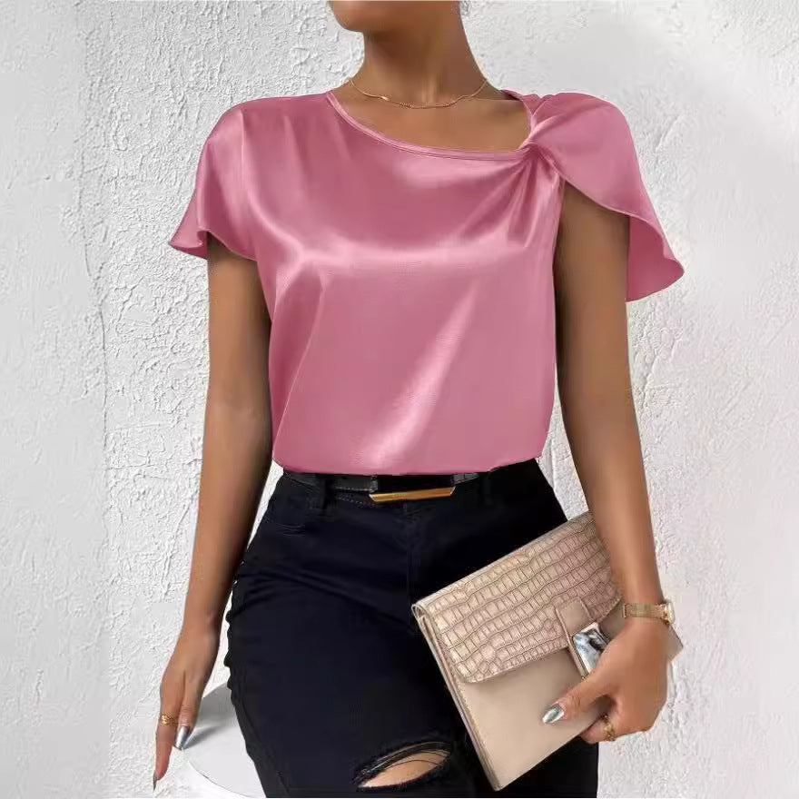 Damen Elegantes Top mit asymmetrischem Schnitt und feinem Glanz R&B