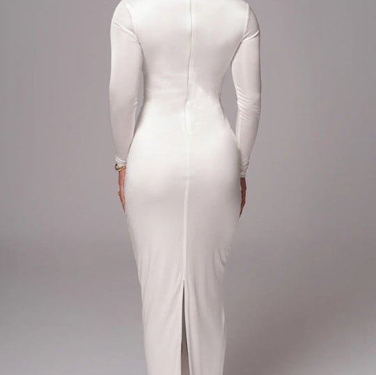 Damen Elegantes Cut-Out Maxikleid mit tiefem V-Ausschnitt und betontem Taillenschnitt R&B