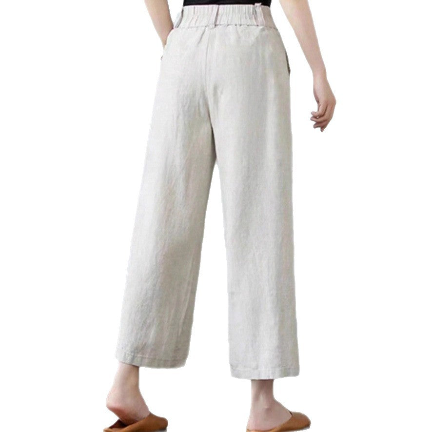 Damen Weite Leinenhose mit elastischem Bund und praktischen Seitentaschen R&B