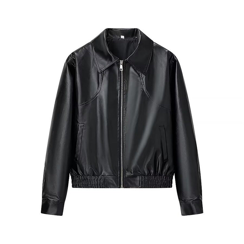 Damen Kunstleder-Shortjacke mit stylischem Reißverschluss R&B