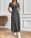Damen Maxikleid mit floralem Wickeldesign und praktischen Seitentaschen R&B