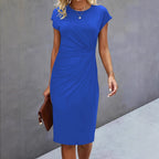 Damen figurbetontes Wickelkleid mit trendigen Drapierungen und klassischem Schnitt R&B