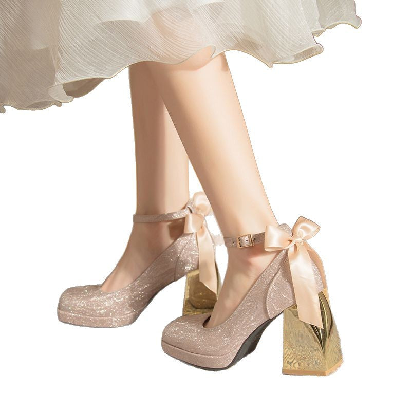 Damen Plateau Pumps mit glamourösem Blockabsatz R&B