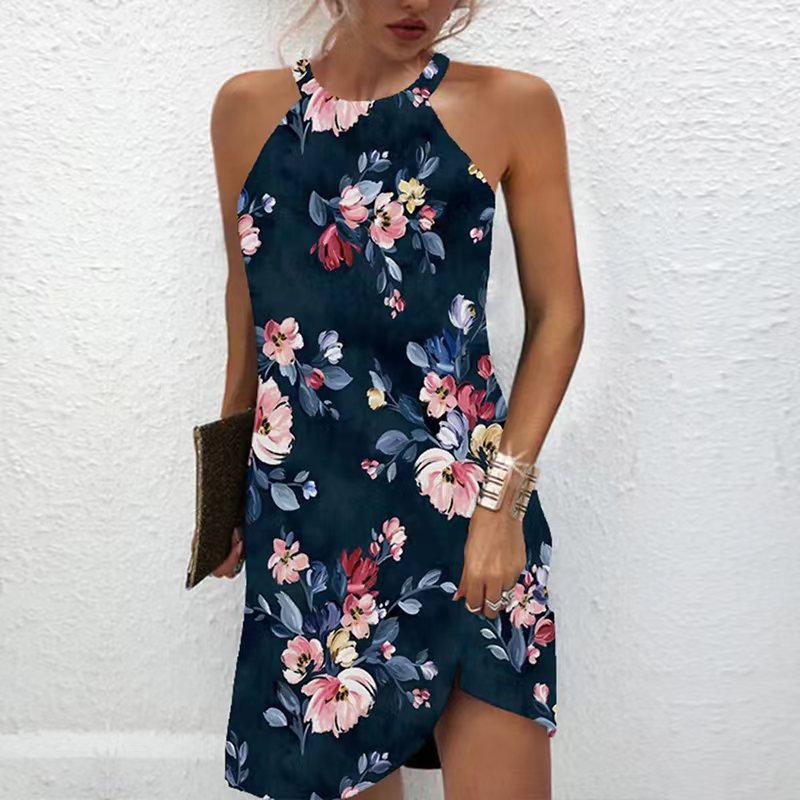 Damen kurzes Sommerkleid mit floralen Mustern R&B