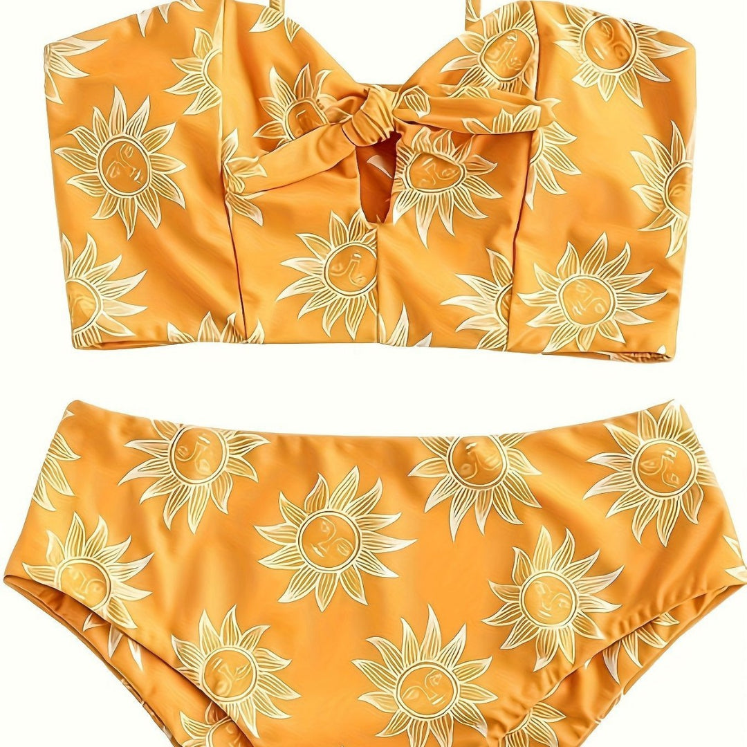 Damen Bikiniset mit strukturiertem Oberteil und hoch geschnittenem Hosenrock R&B