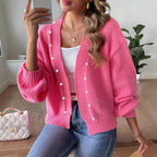 Damen Strickjacke mit geschmackvollen Perlenakzenten und weitem Schnitt R&B